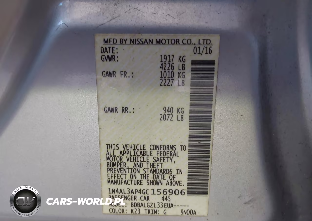 2016 Nissan Altima 2.5-2.5 S-2.5 Sl-2.5 Sr-2.5 Sv VIN:1N4AL3AP4GC156906 - 9