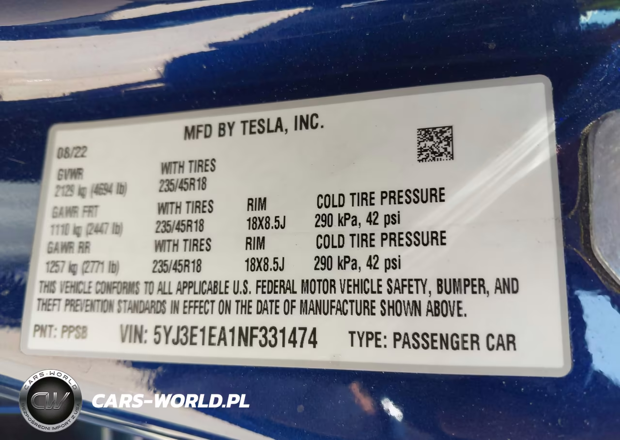 2022 Tesla Model 3 Rear-Wheel Drive VIN:5YJ3E1EA1NF331474 - 9