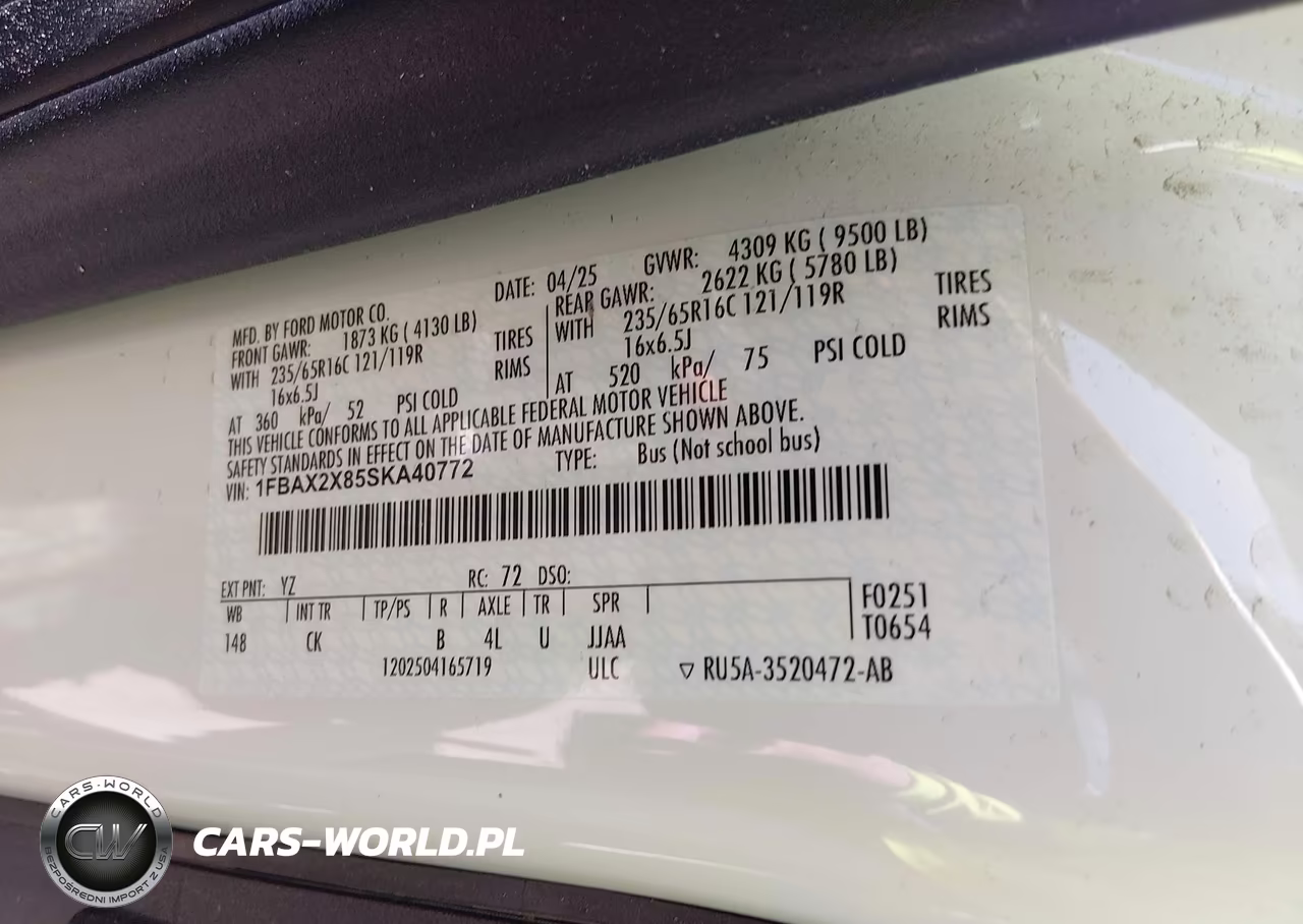 2025 Ford Transit-350 Passenger Van Xlt VIN:1FBAX2X85SKA40772 - 9