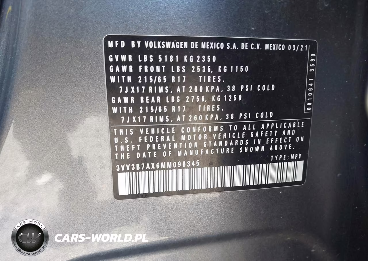 2021 Volkswagen Tiguan 2.0T Se-2.0T Se R-Line Black-2.0T Sel VIN:3VV3B7AX6MM096345 - 9