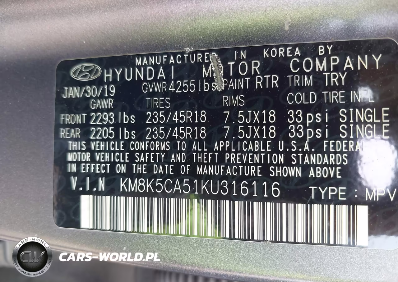 2019 Hyundai Kona Iron Man VIN:KM8K5CA51KU316116 - 9