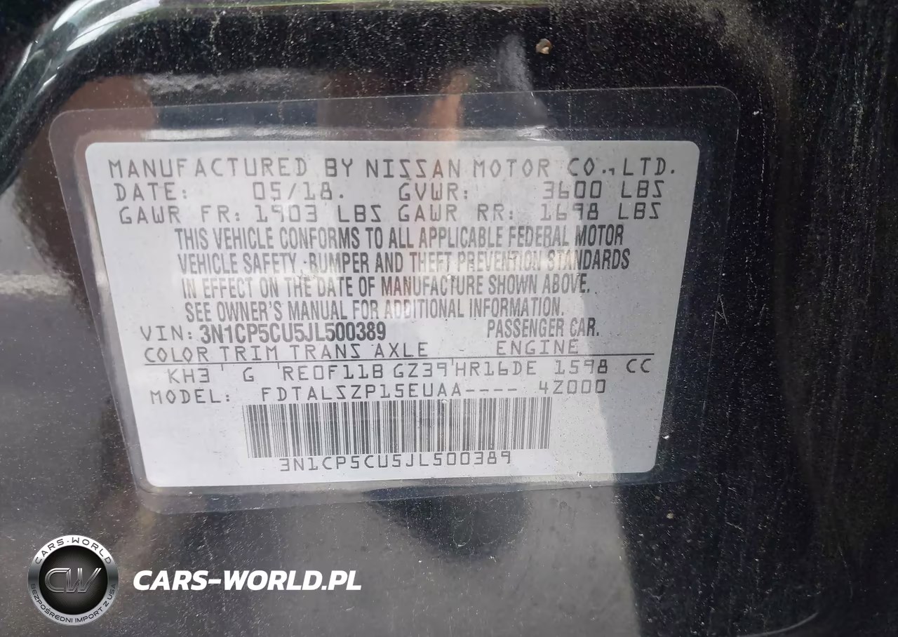 2018 Nissan Kicks Sv VIN:3N1CP5CU5JL500389 - 9