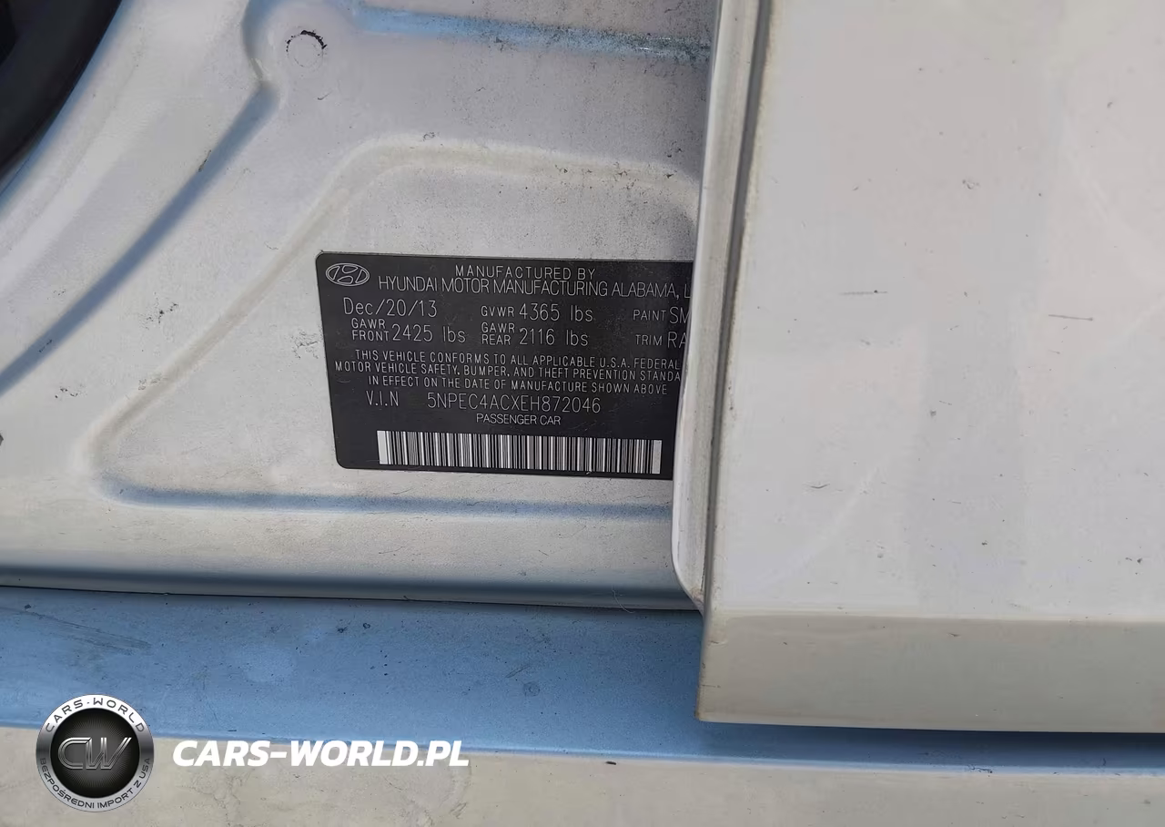 2014 Hyundai Sonata Se VIN:5NPEC4ACXEH872046 - 9