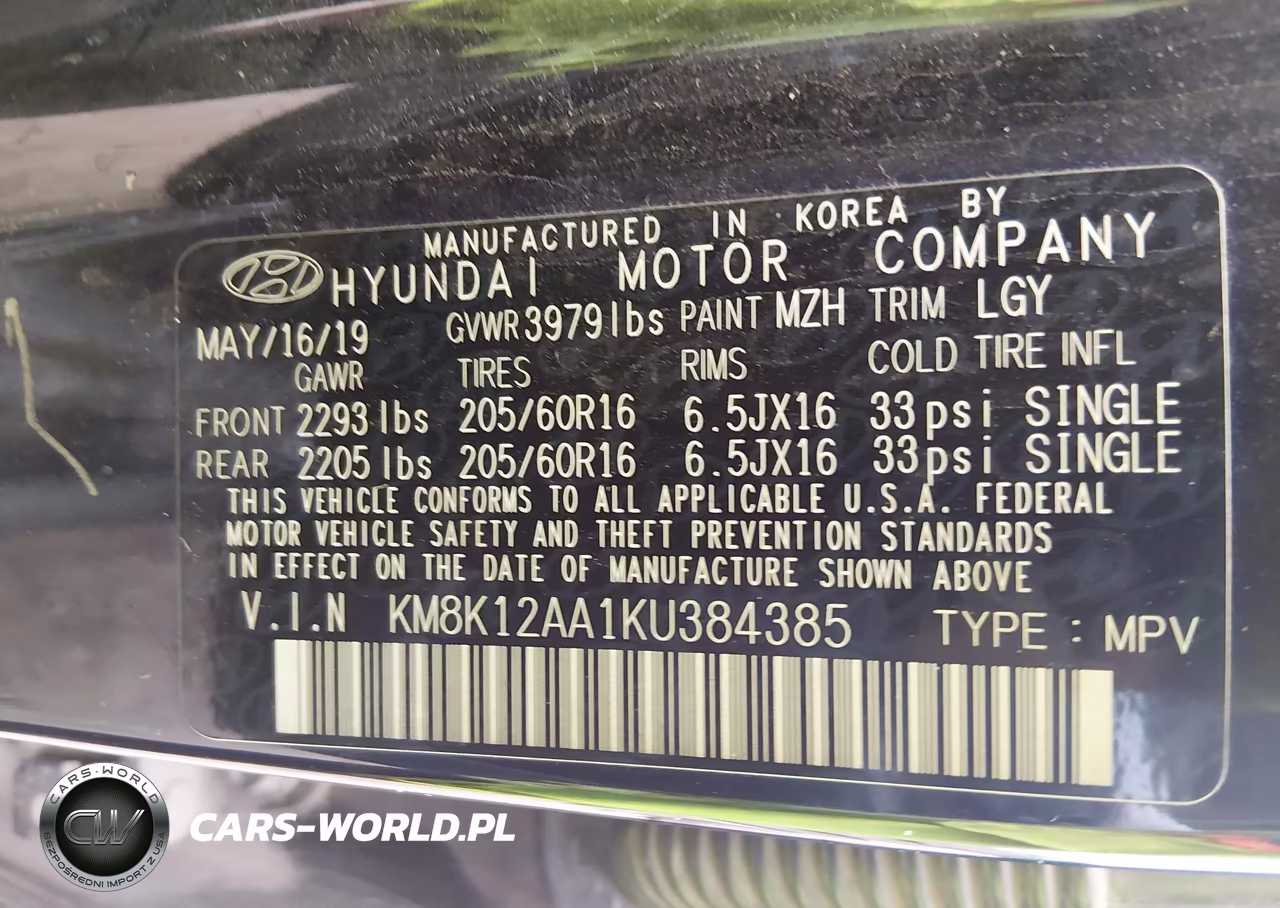2019 Hyundai Kona Se VIN:KM8K12AA1KU384385 - 9