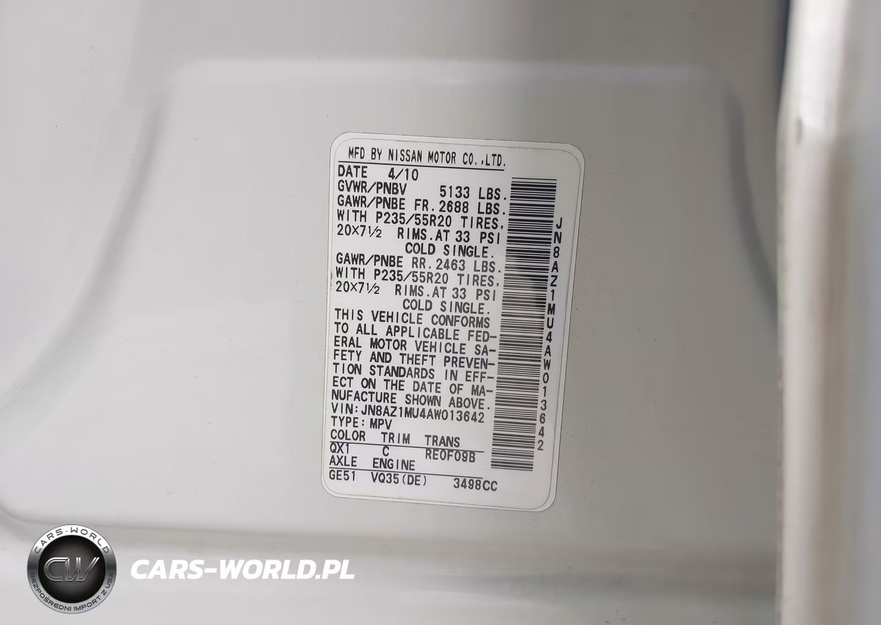2010 Nissan Murano Le VIN:JN8AZ1MU4AW013642 - 9
