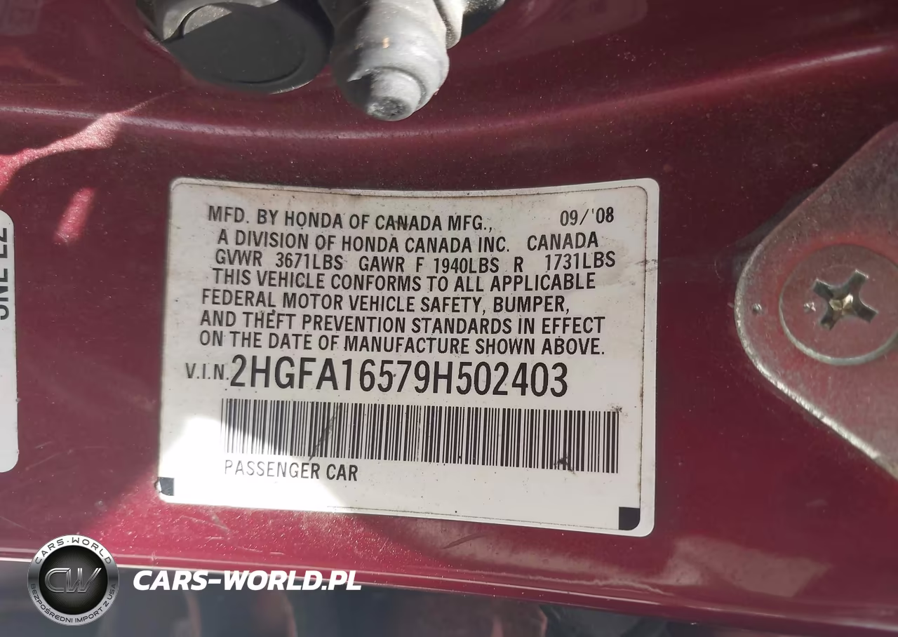 2009 Honda Civic Lx VIN:2HGFA16579H502403 - 9