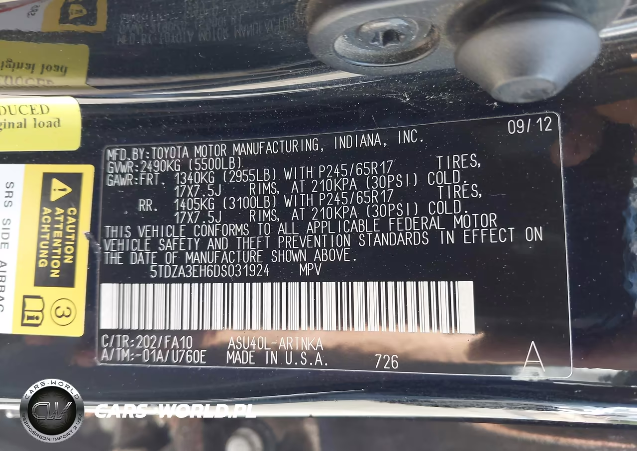 2013 Toyota Highlander Base Plus VIN:5TDZA3EH6DS031924 - 9