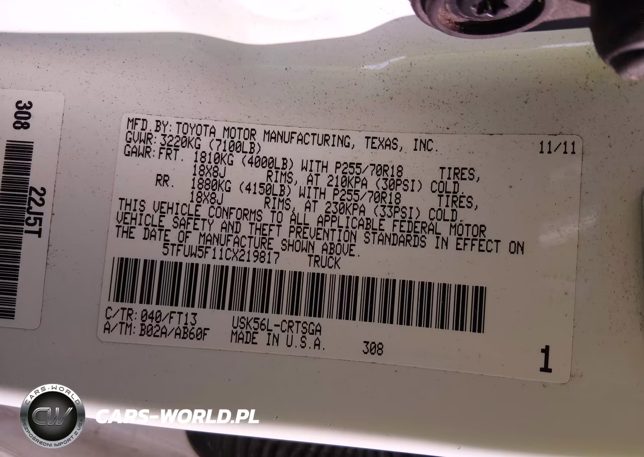 2012 Toyota Tundra Grade 5.7L V8 VIN:5TFUW5F11CX219817 - 9