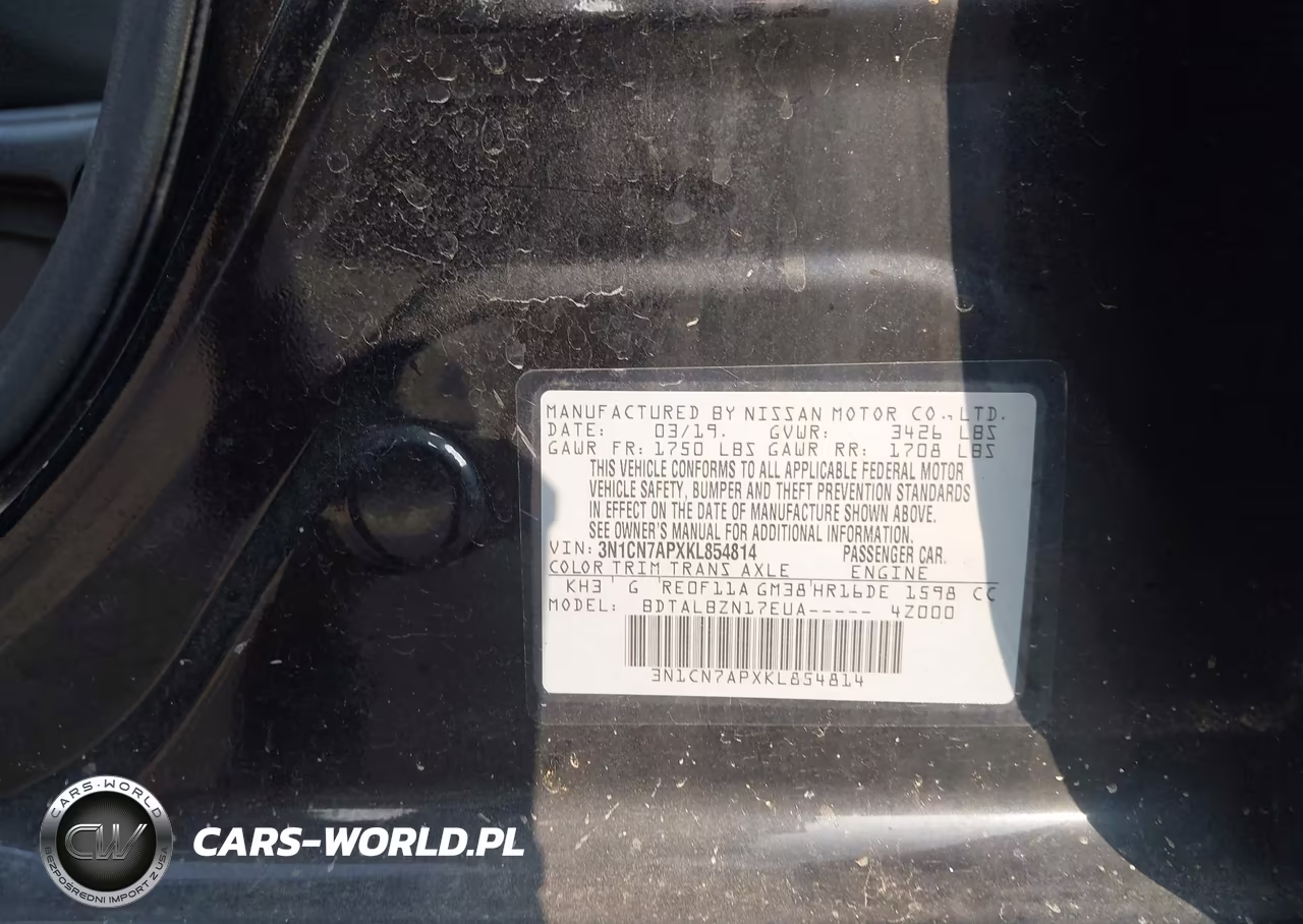2019 Nissan Versa 1.6 Sv VIN:3N1CN7APXKL854814 - 9