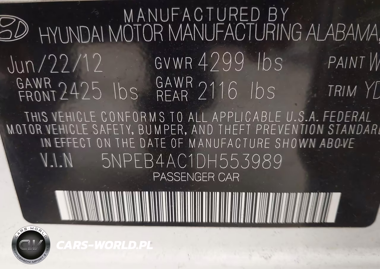 2013 Hyundai Sonata Gls VIN:5NPEB4AC1DH553989 - 9