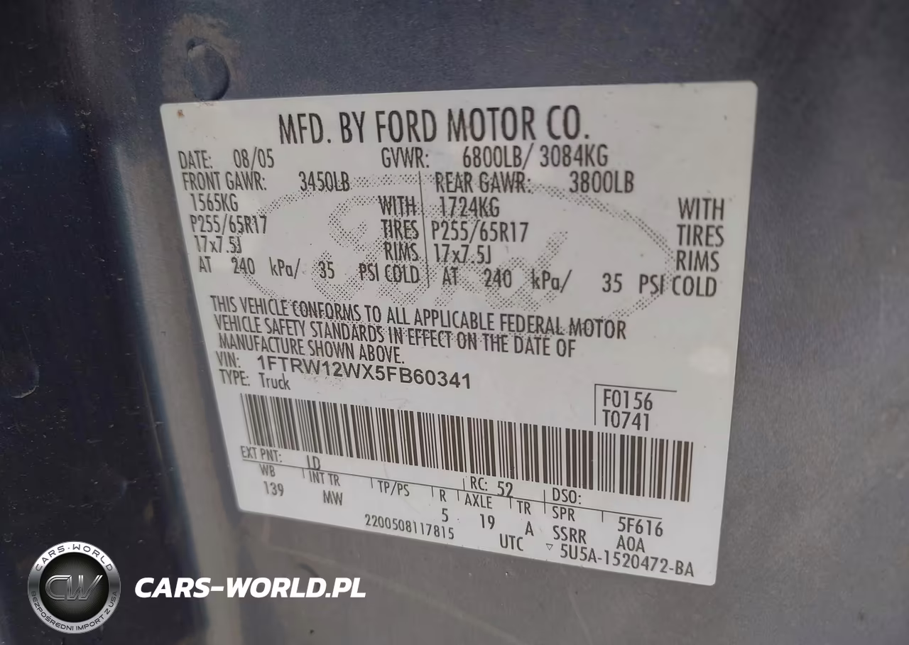 2005 Ford F-150 Xlt VIN:1FTRW12WX5FB60341 - 9