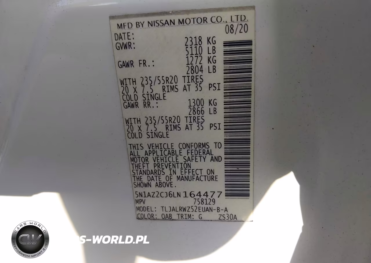 2020 Nissan Murano Sl Fwd VIN:5N1AZ2CJ6LN164477 - 9