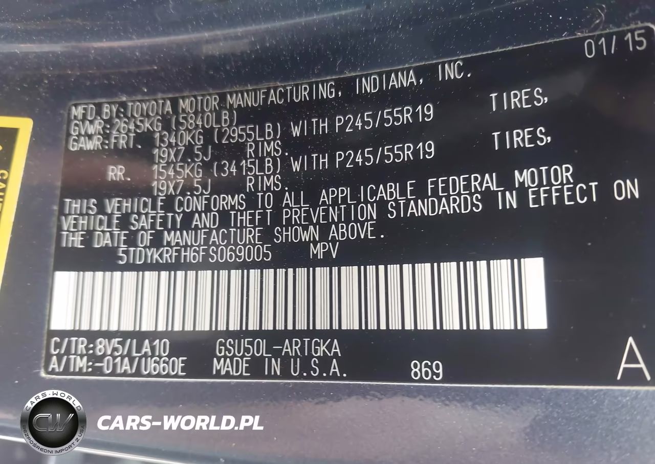 2015 Toyota Highlander Limited V6 VIN:5TDYKRFH6FS069005 - 9