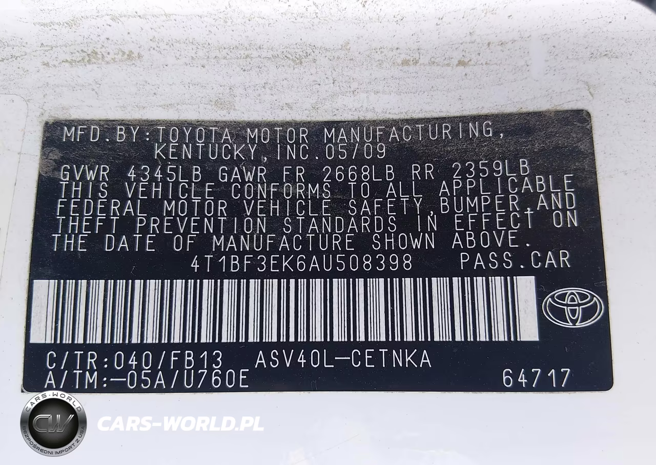 2010 Toyota Camry Le VIN:4T1BF3EK6AU508398 - 9