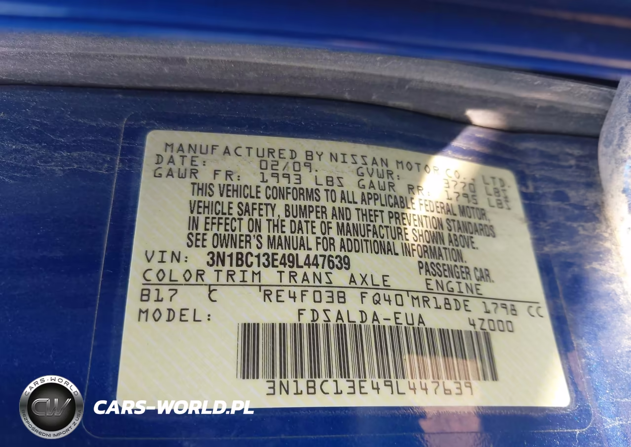 2009 Nissan Versa 1.8S VIN:3N1BC13E49L447639 - 9