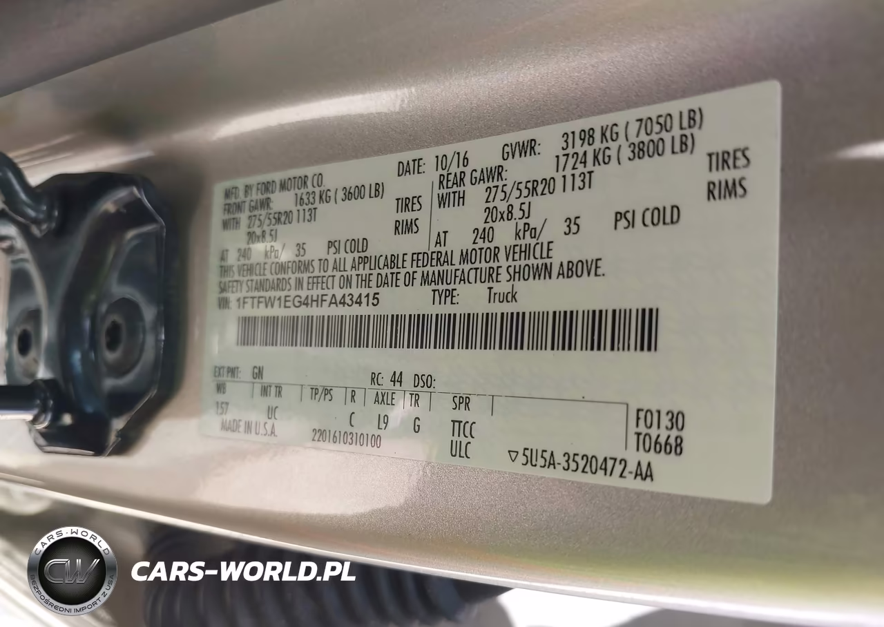 2017 Ford F-150 Xlt VIN:1FTFW1EG4HFA43415 - 9