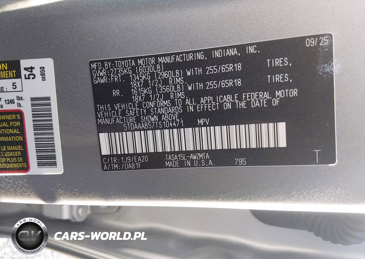 2026 Toyota Grand Highlander Xle VIN:5TDAAAB57TS104471 - 9