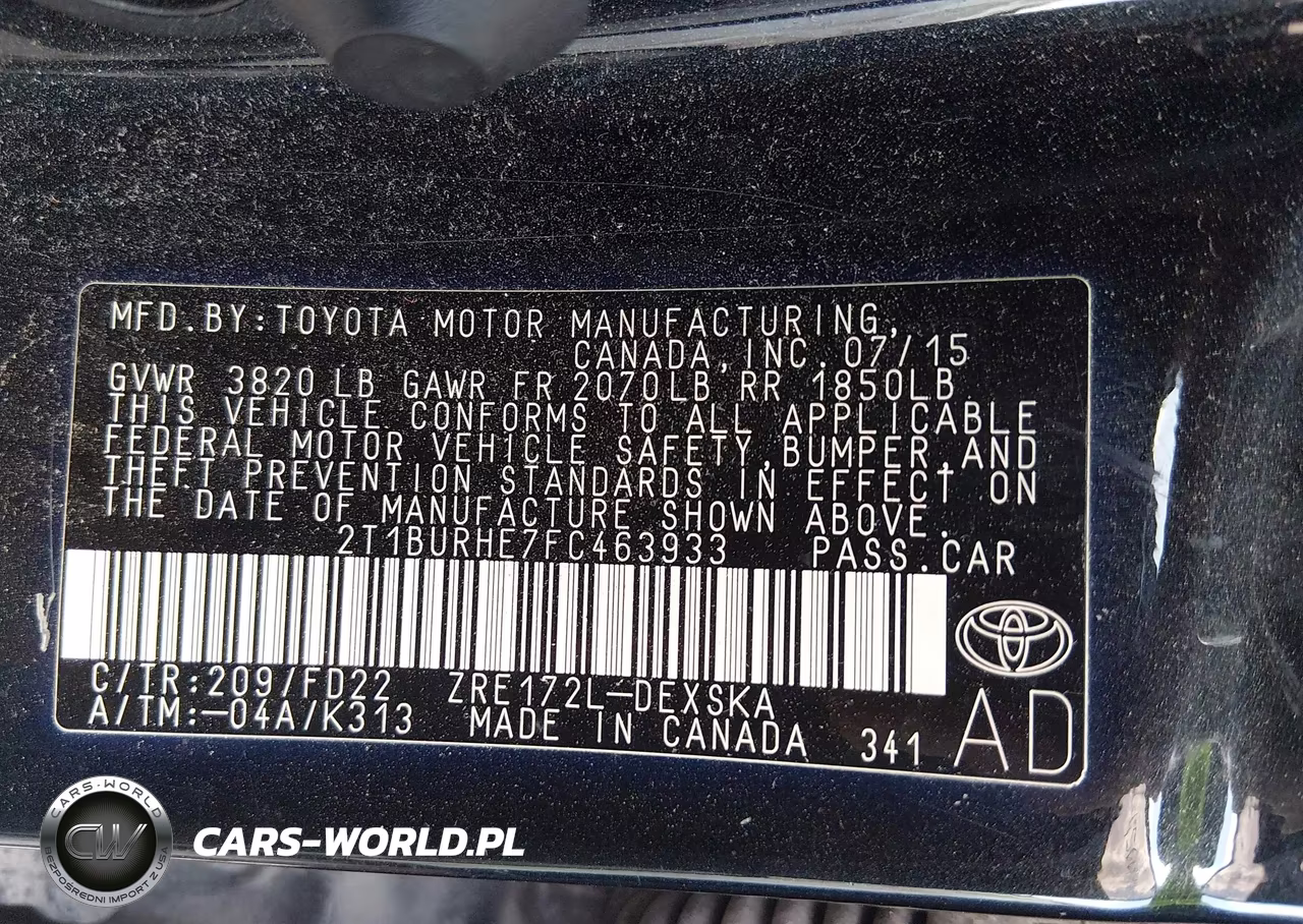 2015 Toyota Corolla S Plus VIN:2T1BURHE7FC463933 - 9