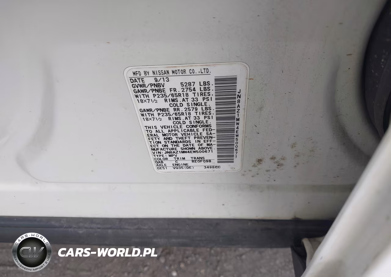 2014 Nissan Murano S VIN:JN8AZ1MW4EW500671 - 9
