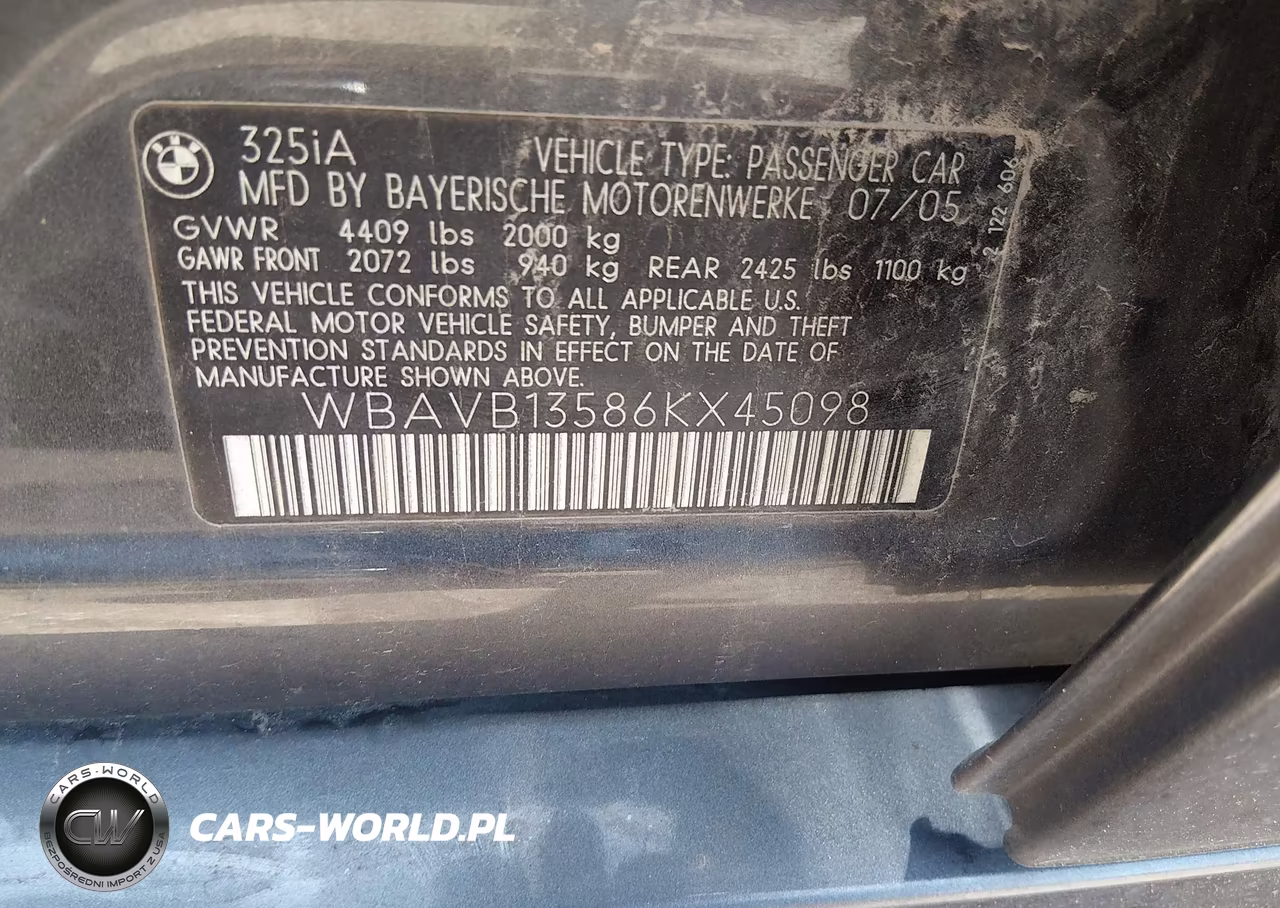2006 BMW 325I VIN:WBAVB13586KX45098 - 9