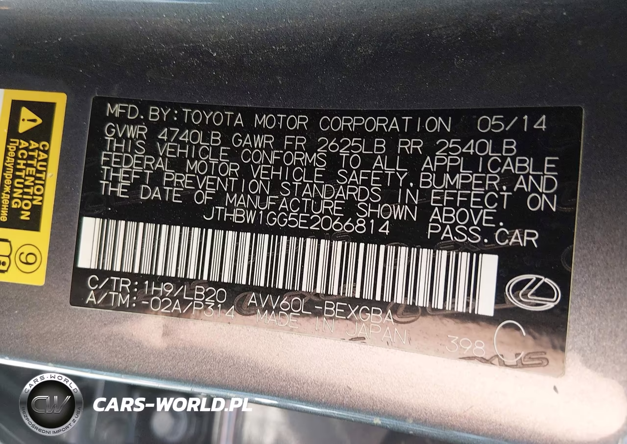 2014 Lexus Es 300H VIN:JTHBW1GG5E2066814 - 9