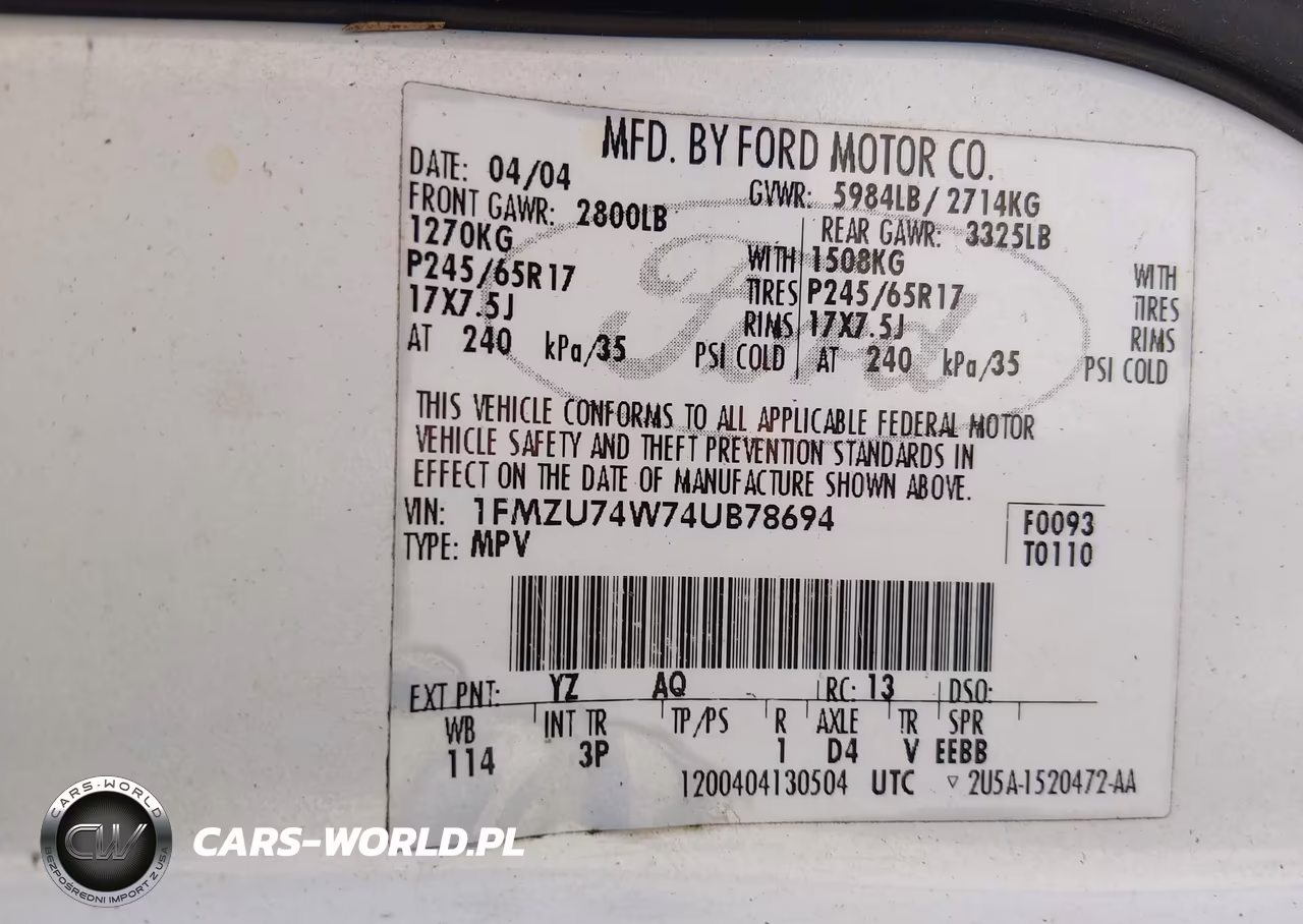 2004 Ford Explorer Eddie Bauer VIN:1FMZU74W74UB78694 - 9