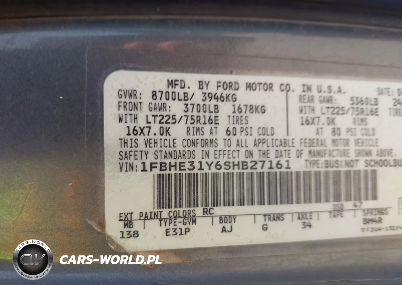 1995 Ford Econoline E350 VIN:1FBHE31Y6SHB27161 - 9
