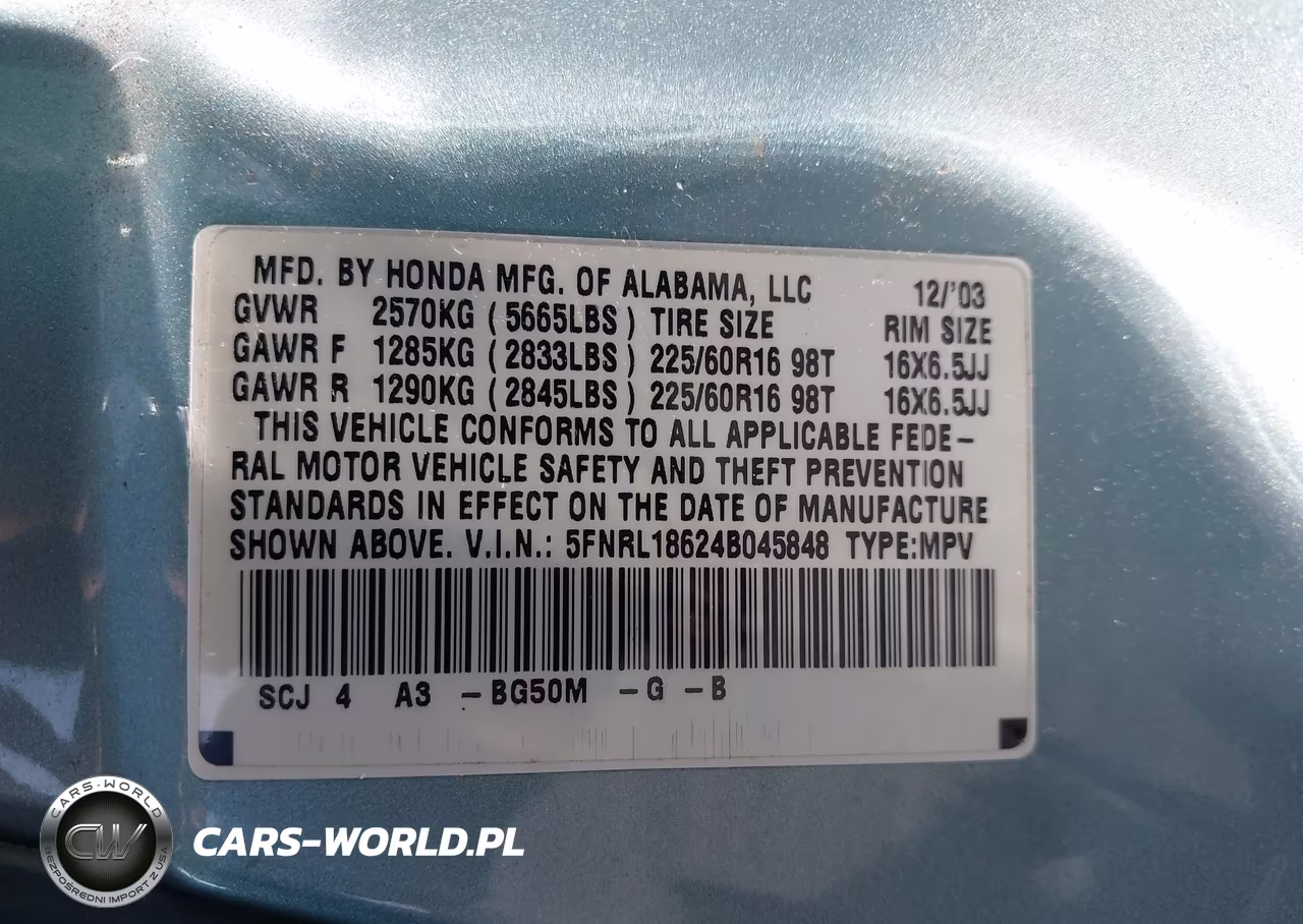 2004 Honda Odyssey Ex VIN:5FNRL18624B045848 - 9