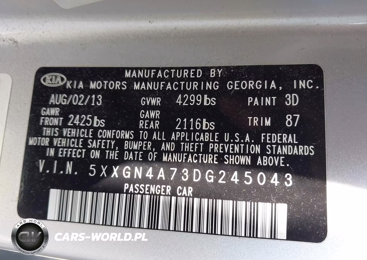 2013 Kia Optima Ex VIN:5XXGN4A73DG245043 - 9