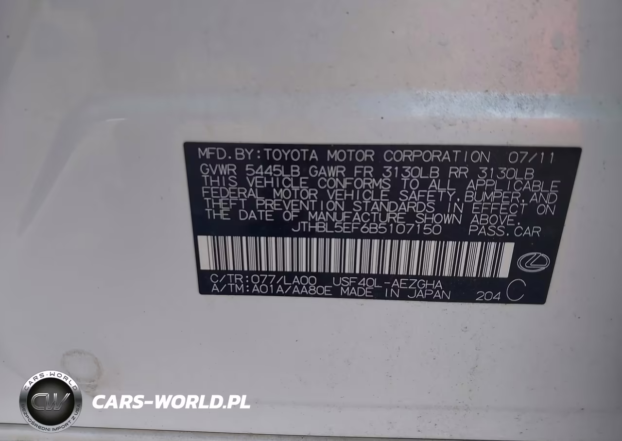 2011 Lexus Ls 460 VIN:JTHBL5EF6B5107150 - 9