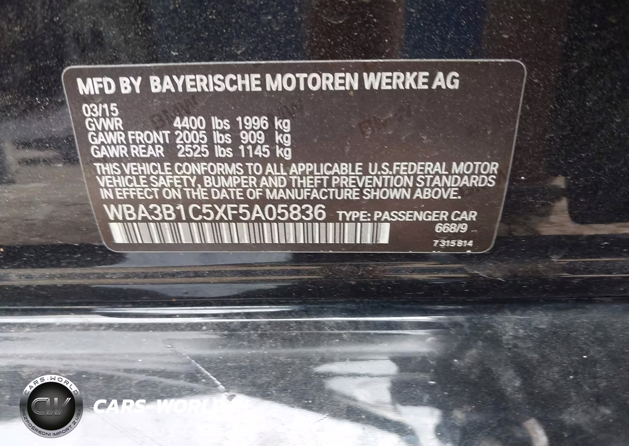 2015 BMW 320I VIN:WBA3B1C5XF5A05836 - 9