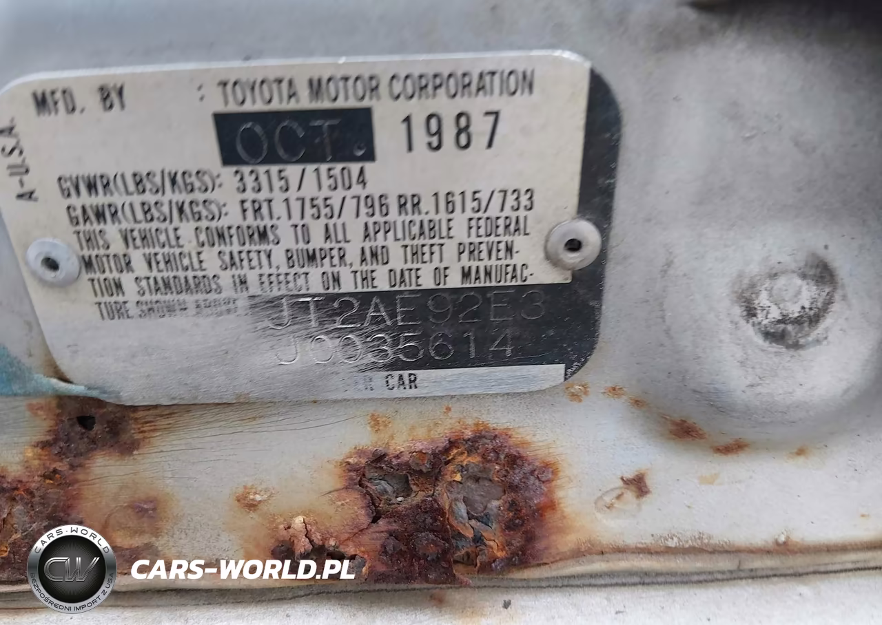 1988 Toyota Corolla Dlx VIN:JT2AE92E3J0035614 - 9