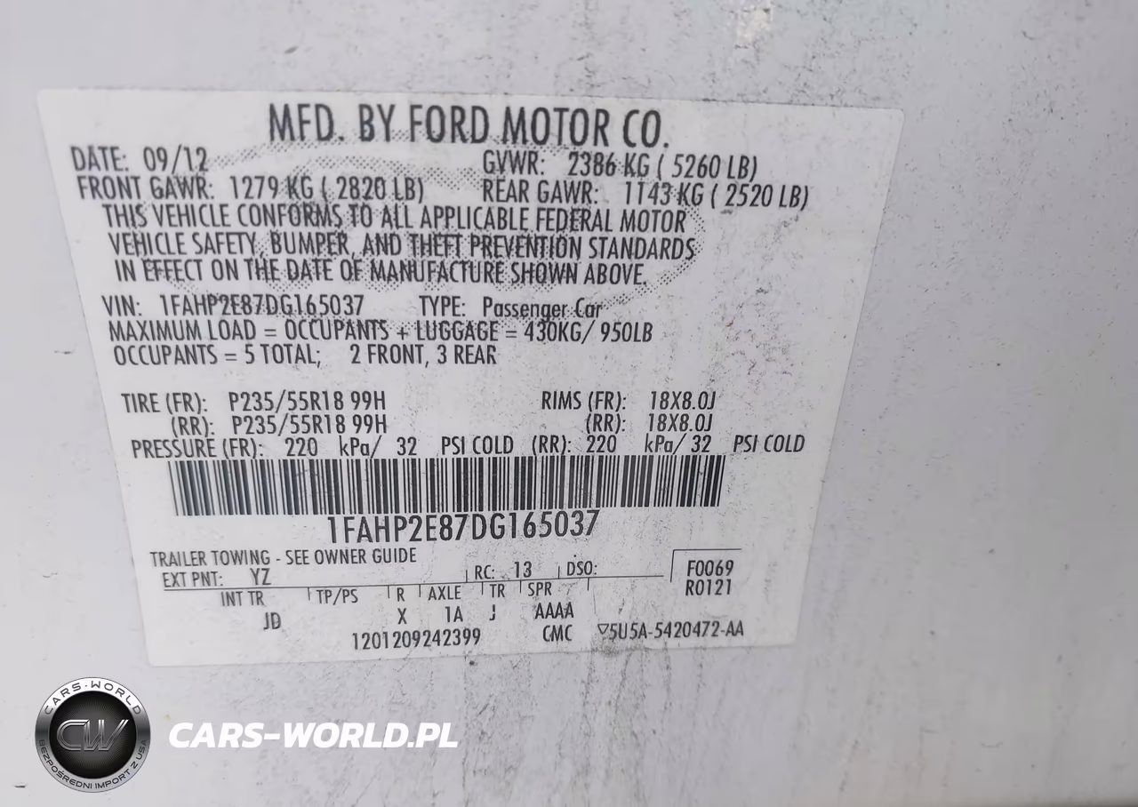 2013 Ford Taurus Sel VIN:1FAHP2E87DG165037 - 9