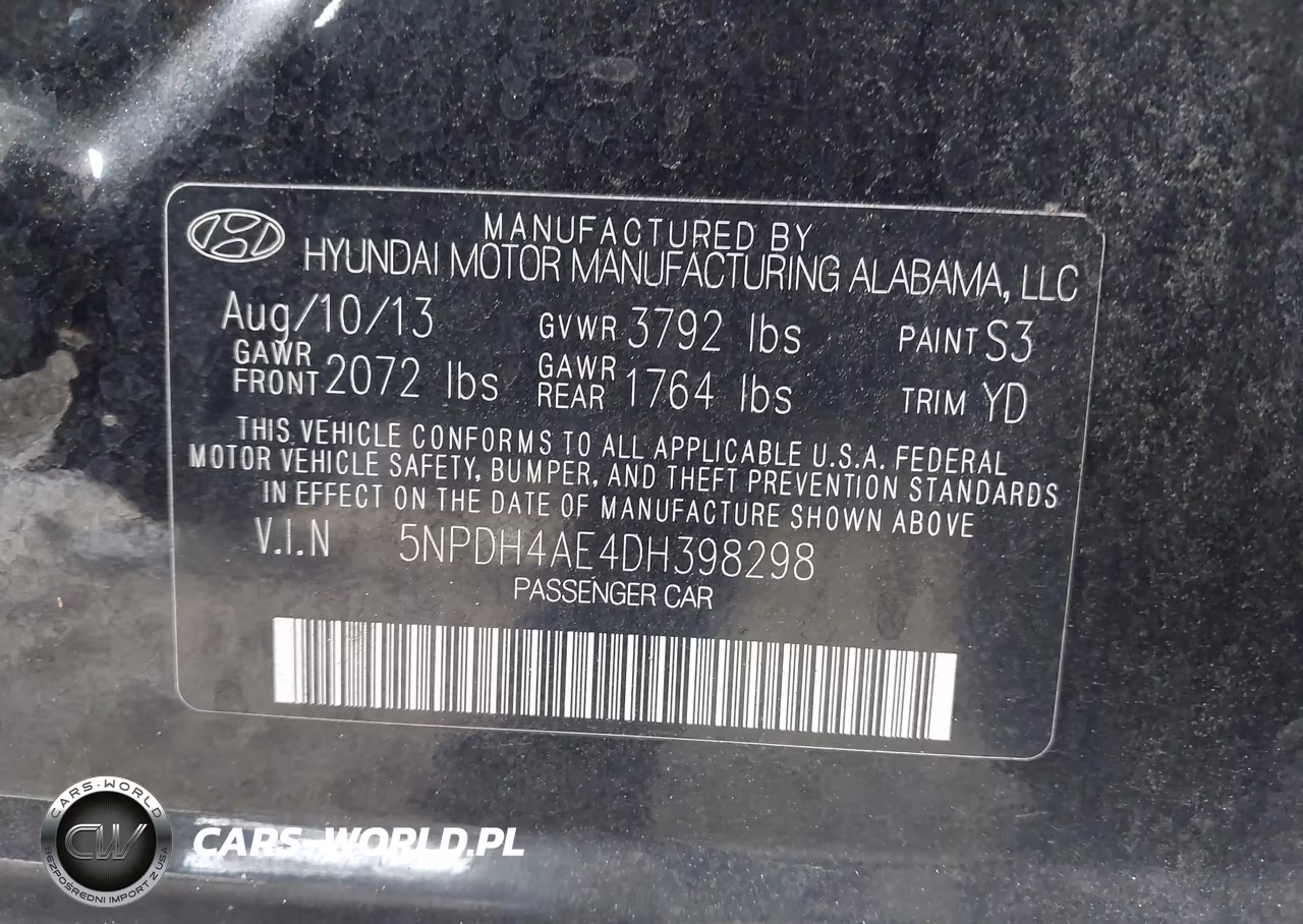 2013 Hyundai Elantra Gls VIN:5NPDH4AE4DH398298 - 9