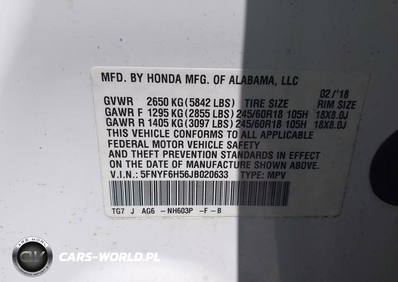 2018 Honda Pilot Ex-L VIN:5FNYF6H56JB020633 - 9