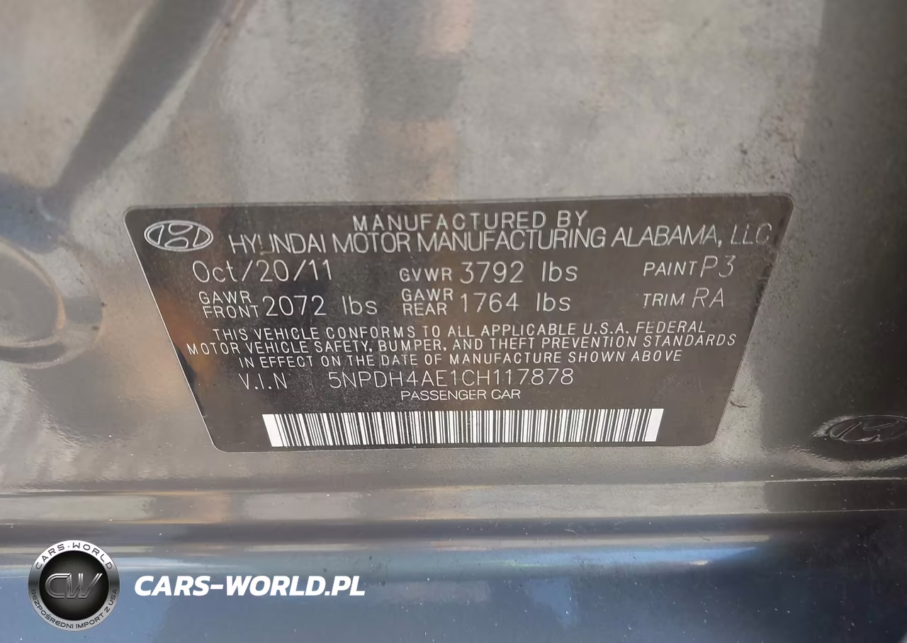 2012 Hyundai Elantra Limited VIN:5NPDH4AE1CH117878 - 9