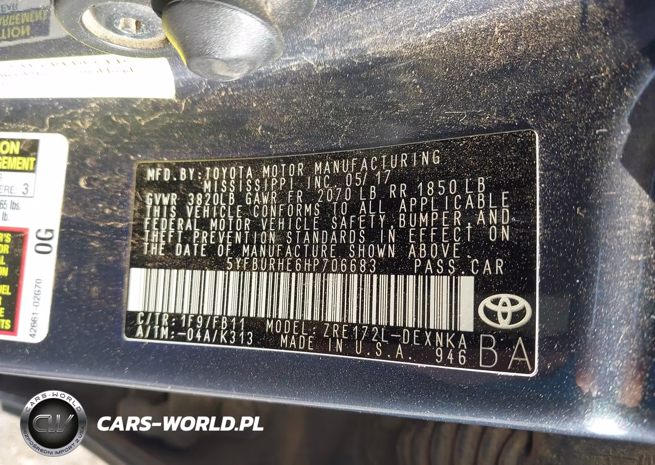 2017 Toyota Corolla Le VIN:5YFBURHE6HP706683 - 9