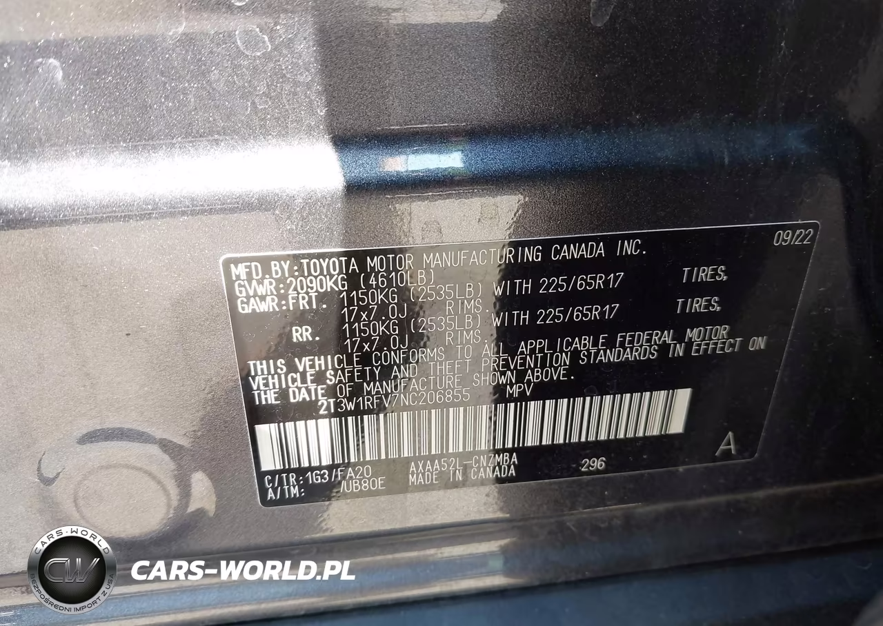 2022 Toyota Rav4 Xle VIN:2T3W1RFV7NC206855 - 9