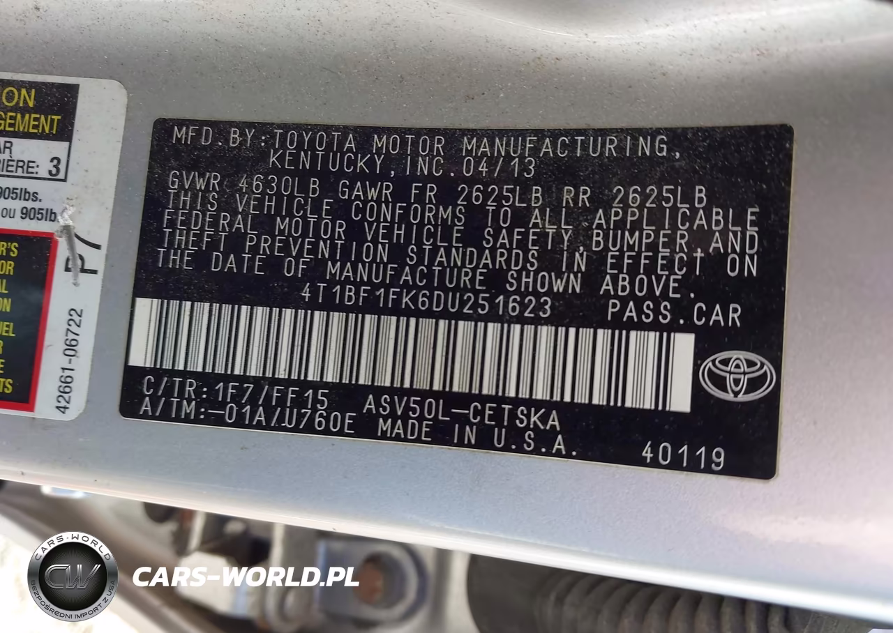 2013 Toyota Camry Se VIN:4T1BF1FK6DU251623 - 9