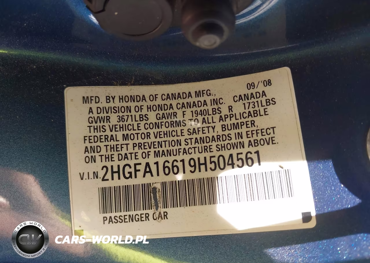 2009 Honda Civic Lx-S VIN:2HGFA16619H504561 - 9