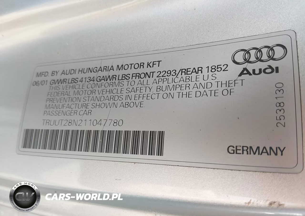 2001 Audi Tt VIN:TRUUT28N211047780 - 9