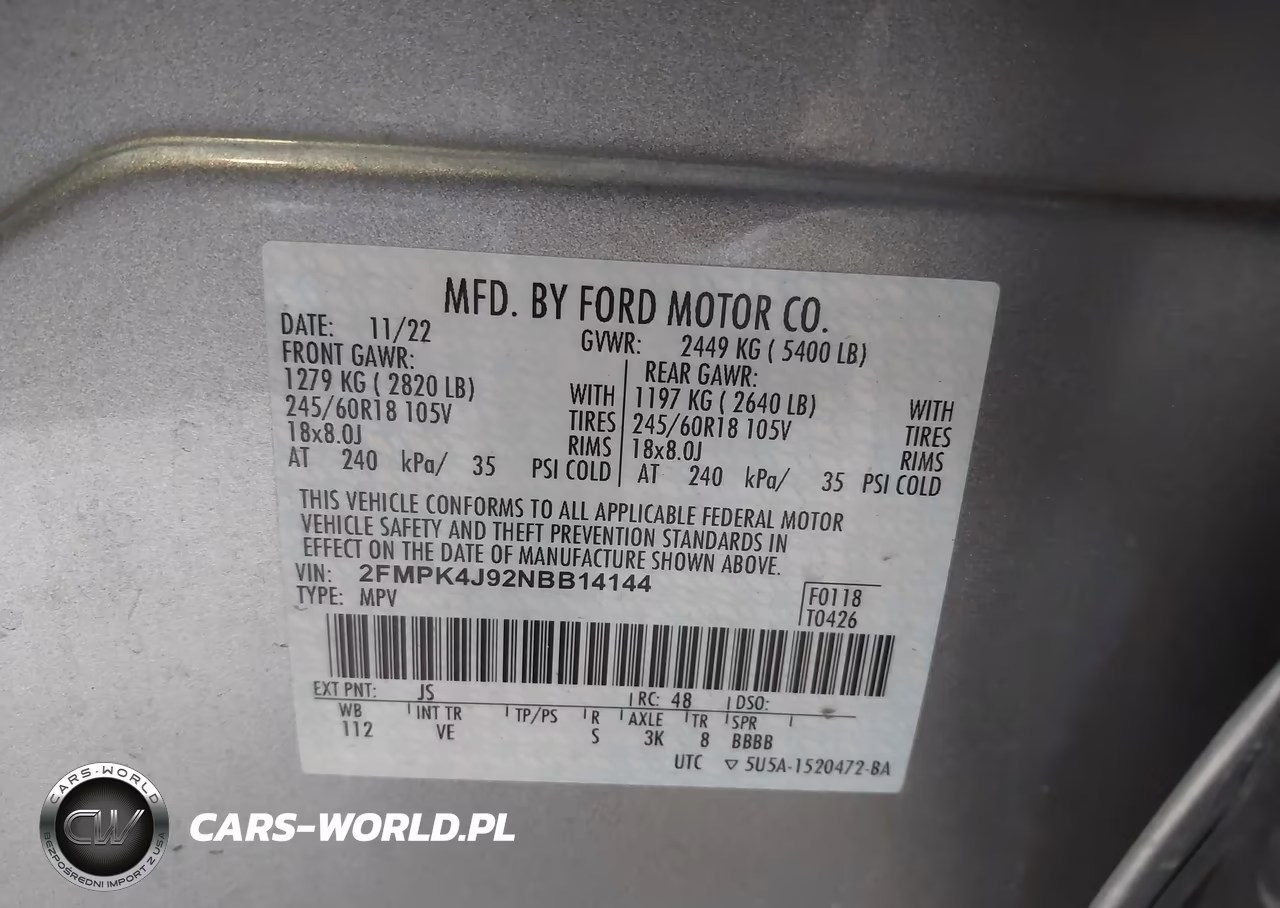 2022 Ford Edge Sel VIN:2FMPK4J92NBB14144 - 9