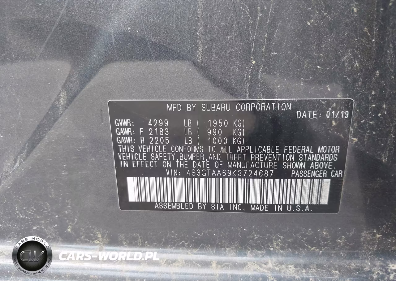 2019 Subaru Impreza 2.0I VIN:4S3GTAA69K3724687 - 9