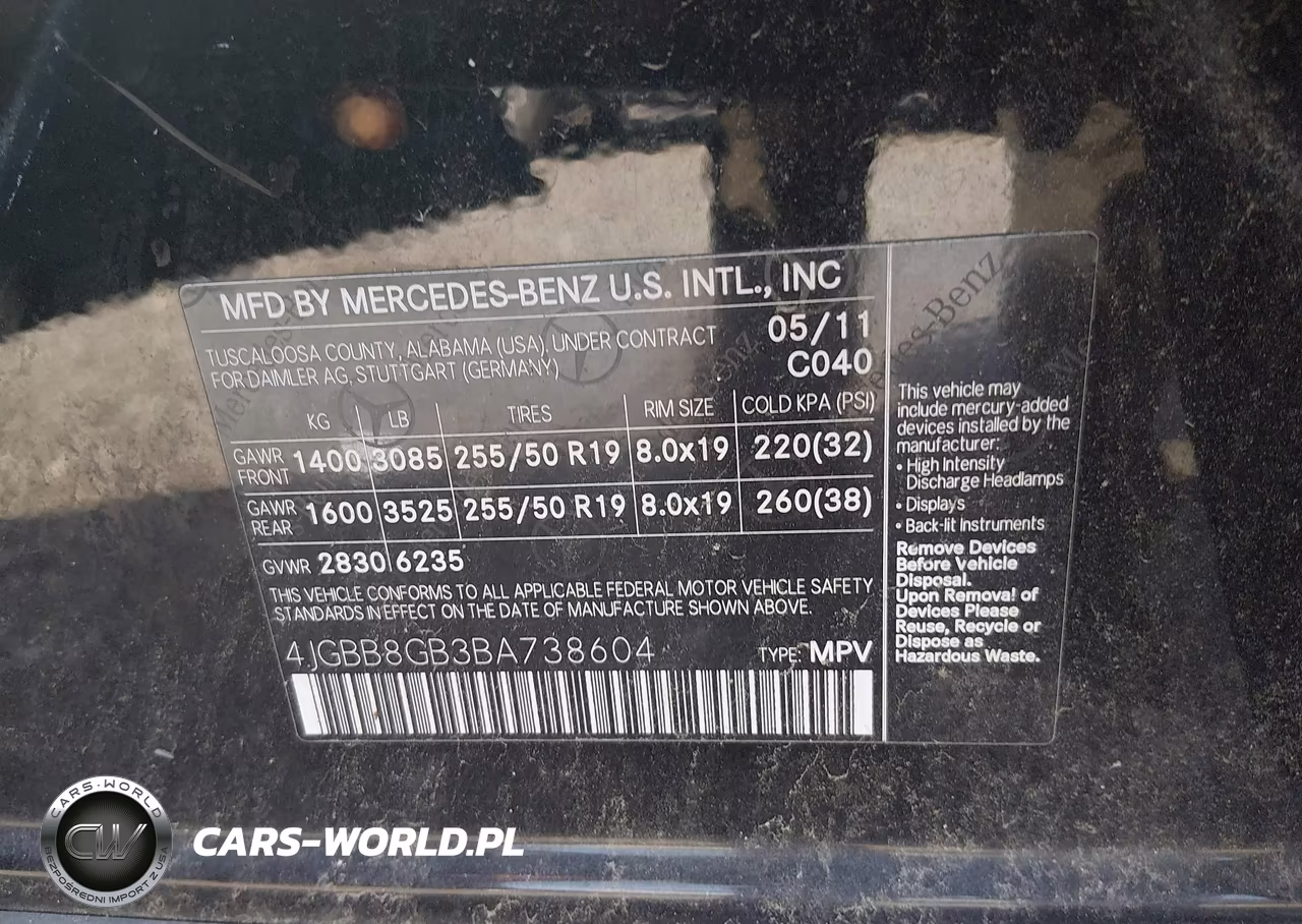 2011 Mercedes-Benz Ml 350 4Matic VIN:4JGBB8GB3BA738604 - 9