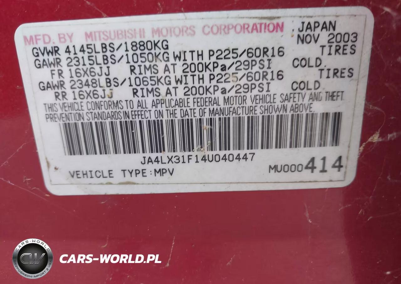 2004 Mitsubishi Outlander Ls VIN:JA4LX31F14U040447 - 9