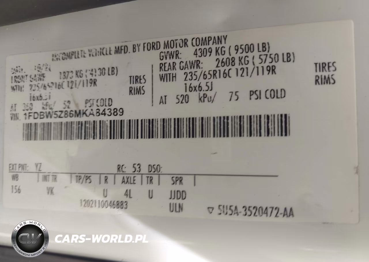 2021 Ford Transit-350 Cab VIN:1FDBW5Z86MKA84389 - 9