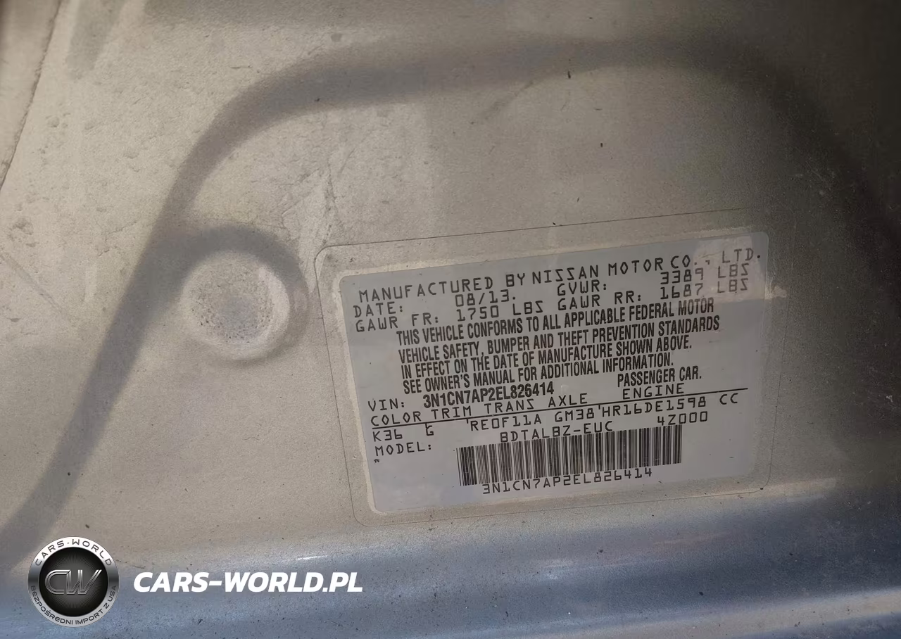 2014 Nissan Versa 1.6 Sv VIN:3N1CN7AP2EL826414 - 9