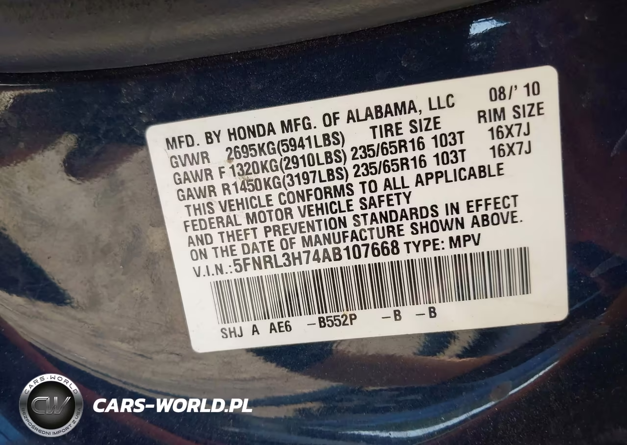 2010 Honda Odyssey Ex-L VIN:5FNRL3H74AB107668 - 9