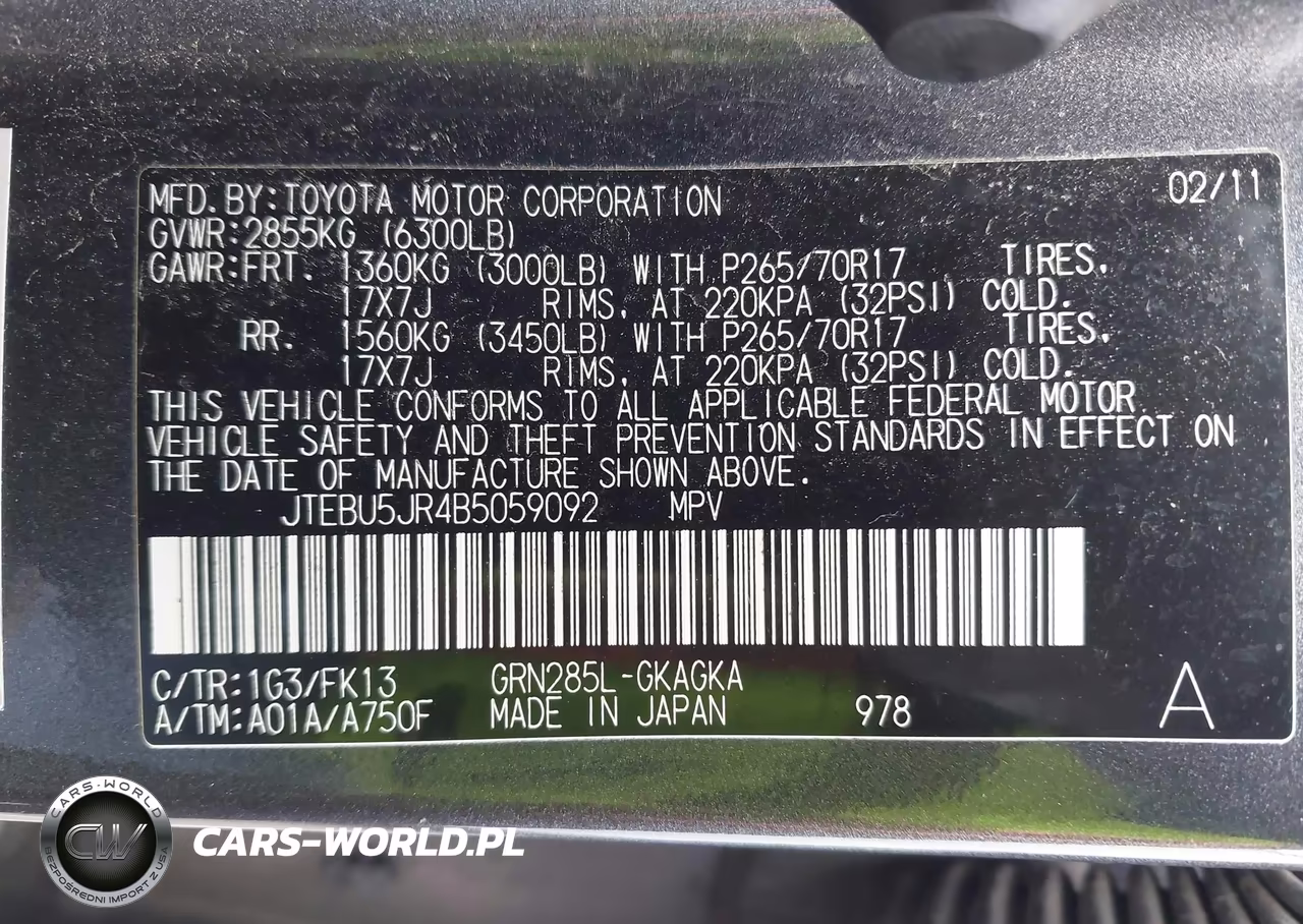 2011 Toyota 4Runner Sr5 V6 VIN:JTEBU5JR4B5059092 - 9