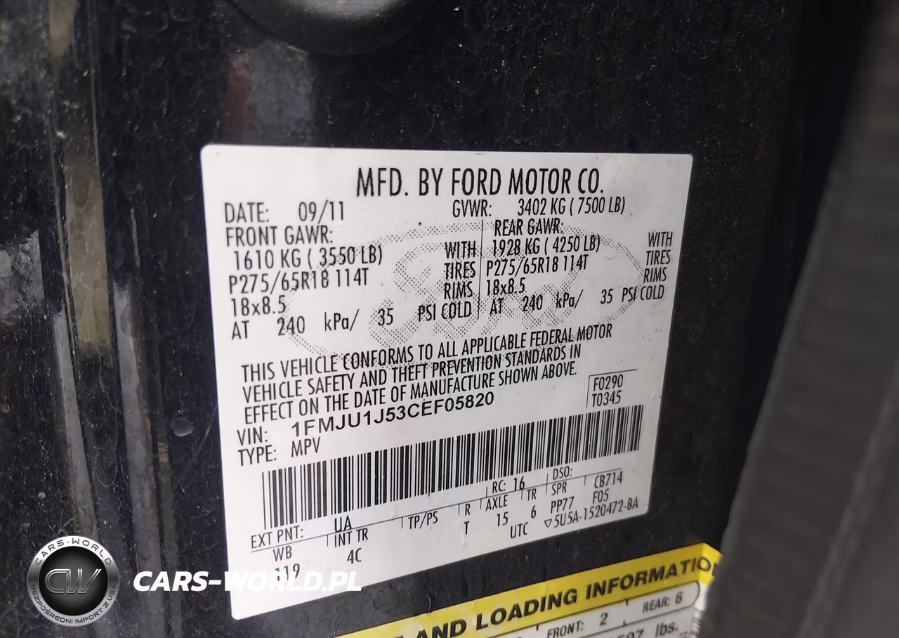 2012 Ford Expedition Xlt VIN:1FMJU1J53CEF05820 - 9